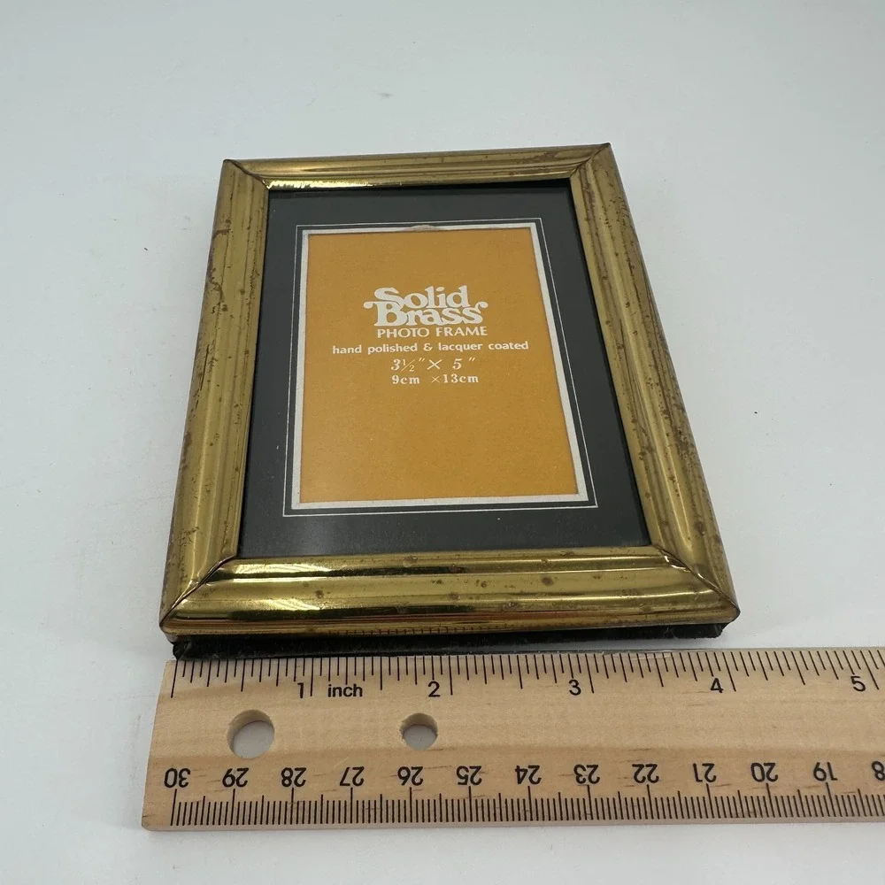 Vintage Solid Brass Tabletop Photo Frame - -3.5